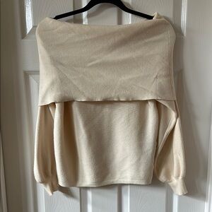 Zara Cream Off-Shoulder Sweater